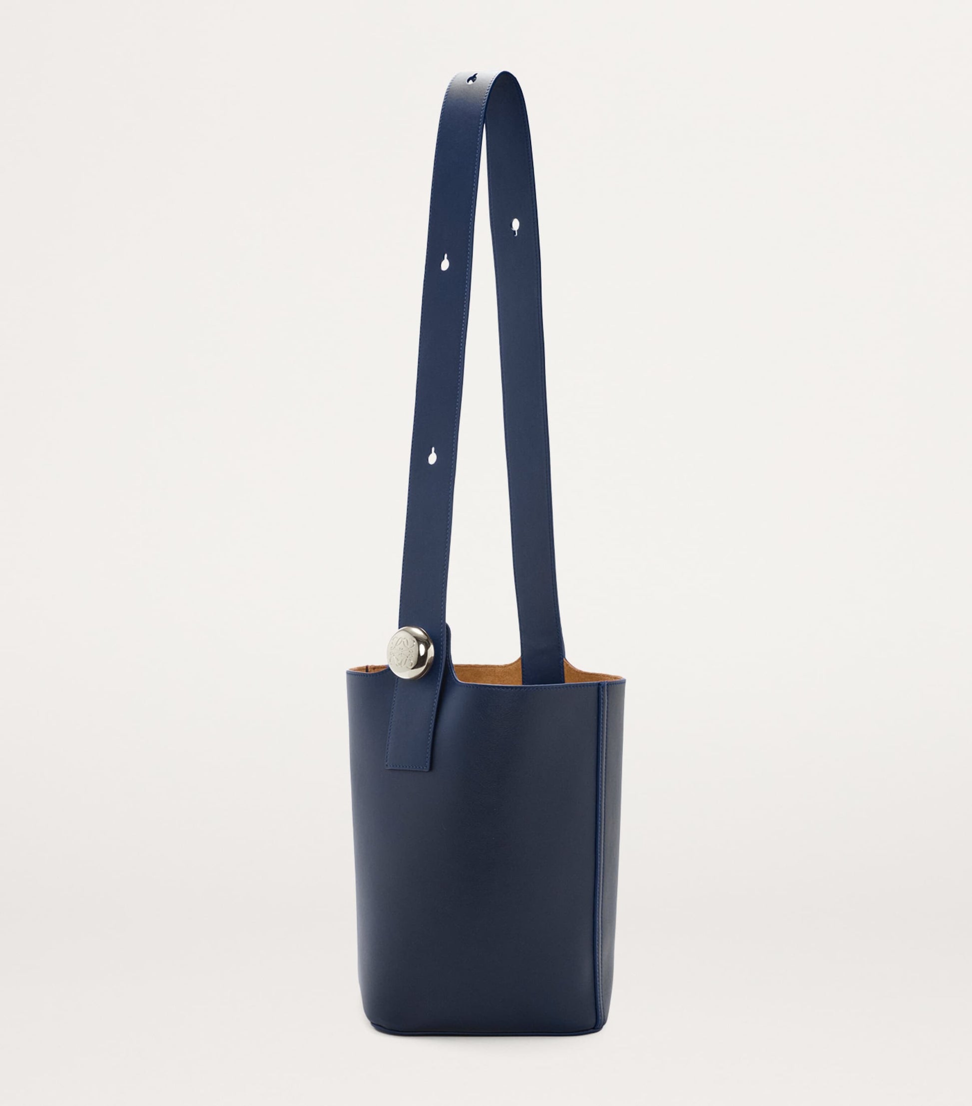 Blue Medium Leather Pebble Bucket Bag