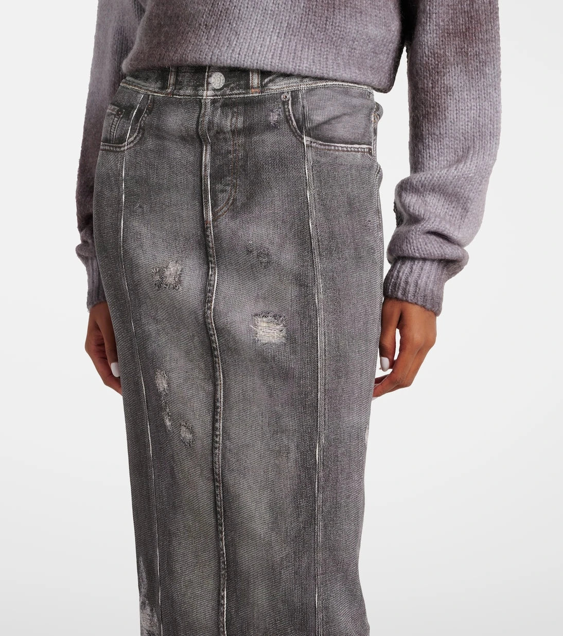 Acne Studios - تنورة جينز متوسطة الطول