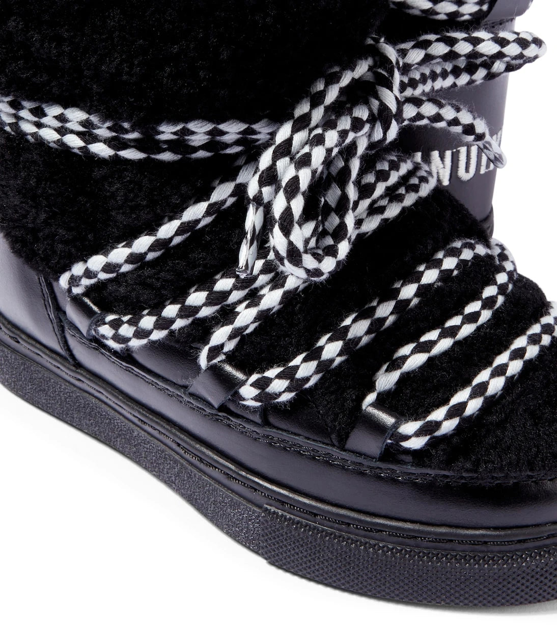 Inuikii Kids - Curly shearling and leather ankle boots