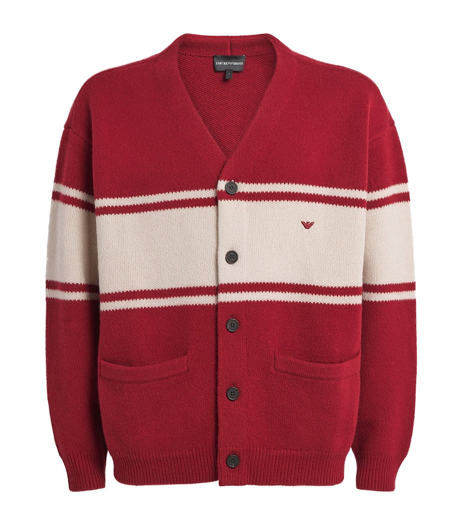 Emporio Armani Red Virgin Wool Cardigan