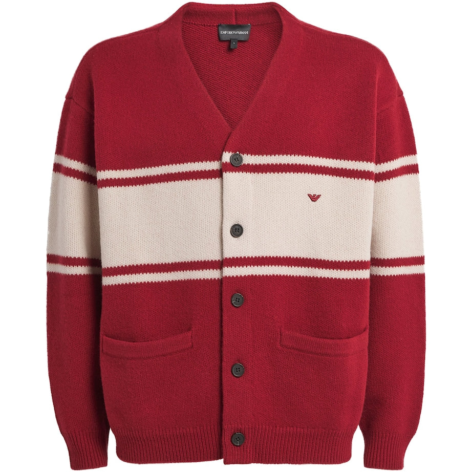 Emporio Armani Red Virgin Wool Cardigan