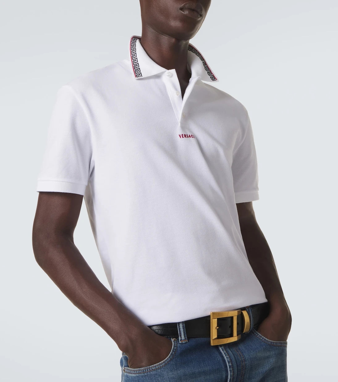 Versace - Greca cotton piqué polo shirt