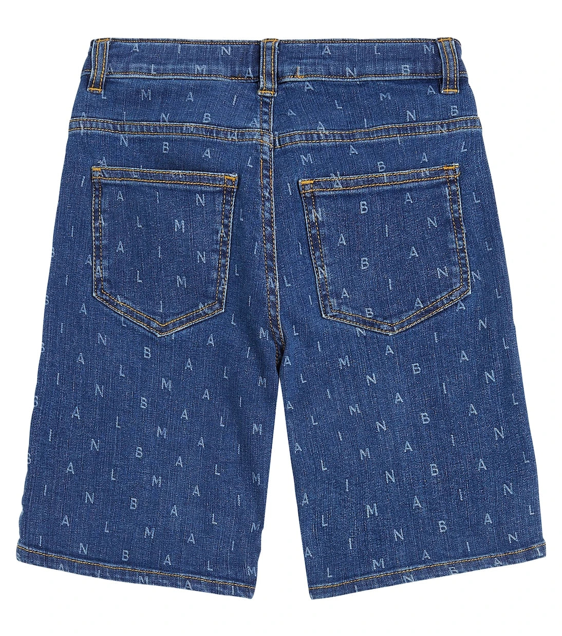 Balmain Kids - شورت جينز بشعار الماركة