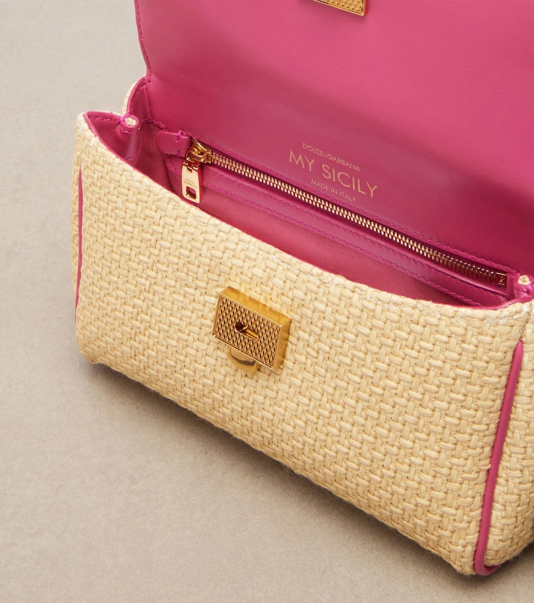 Dolce&Gabbana - Sicily Small raffia-effect top-handle bag