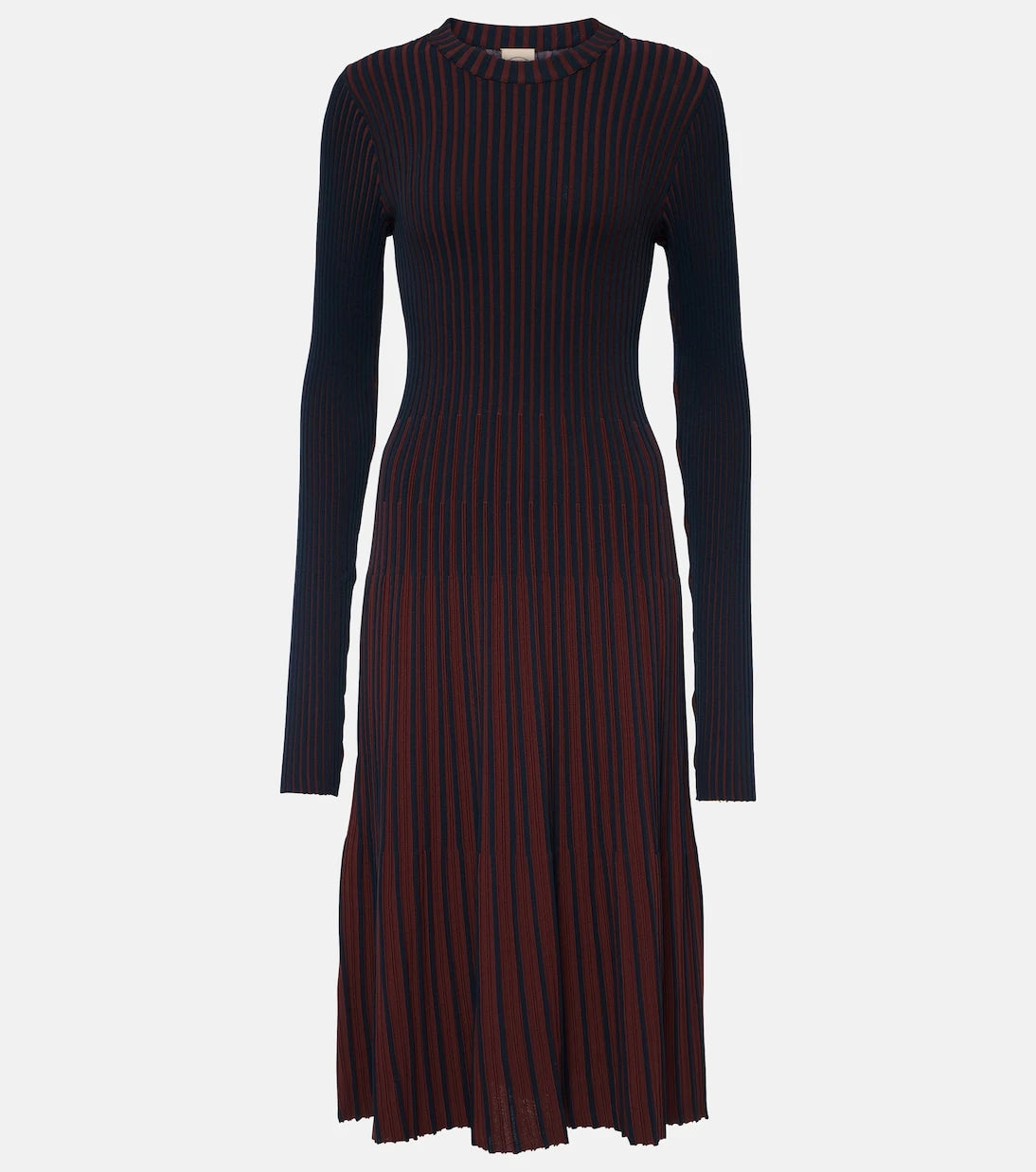 Tod's - Striped pleated ribbed-knit midi dress