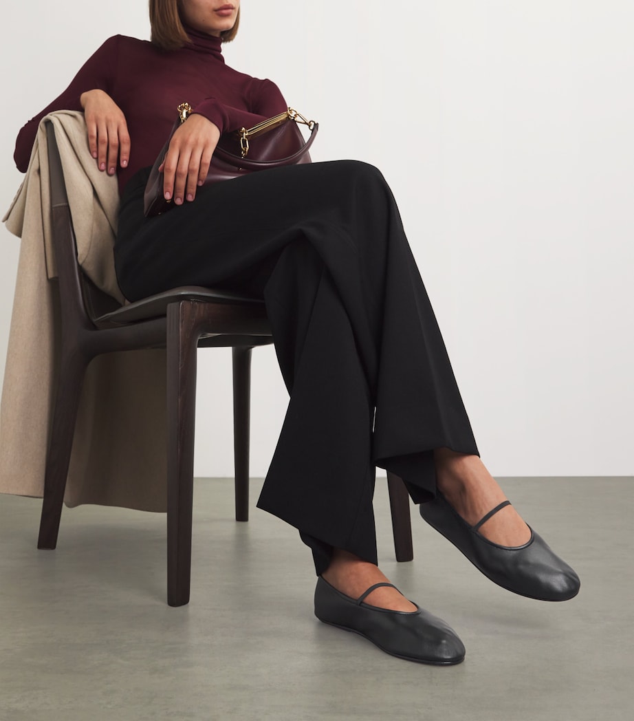 The Row Black Elastic Ballet Flats