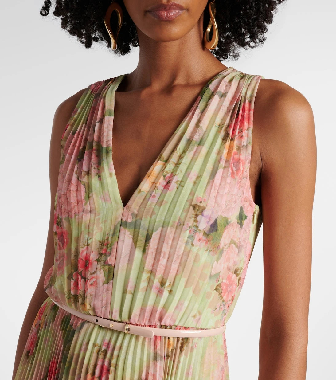 Max Mara - Floral plissé georgette midi dress