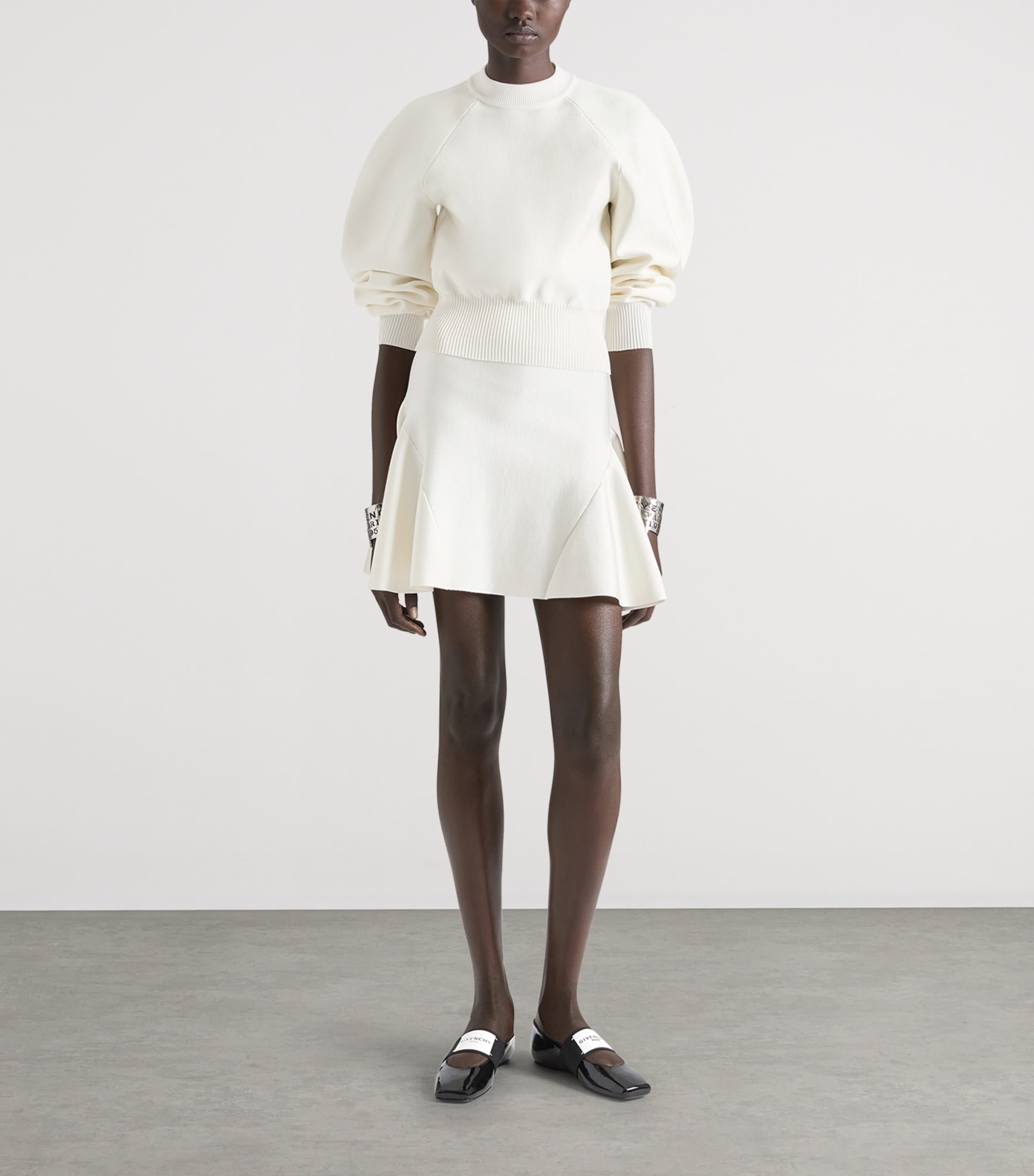 Givenchy Ivory Knitted Ruffled Mini Skirt