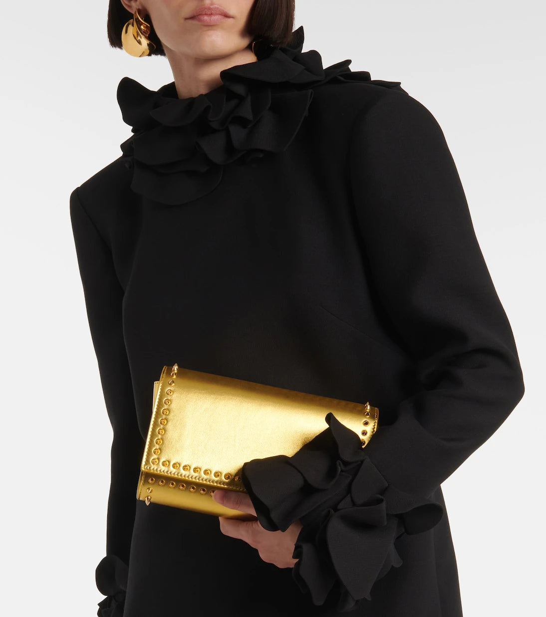 Christian Louboutin - Paloma spiked metallic leather clutch