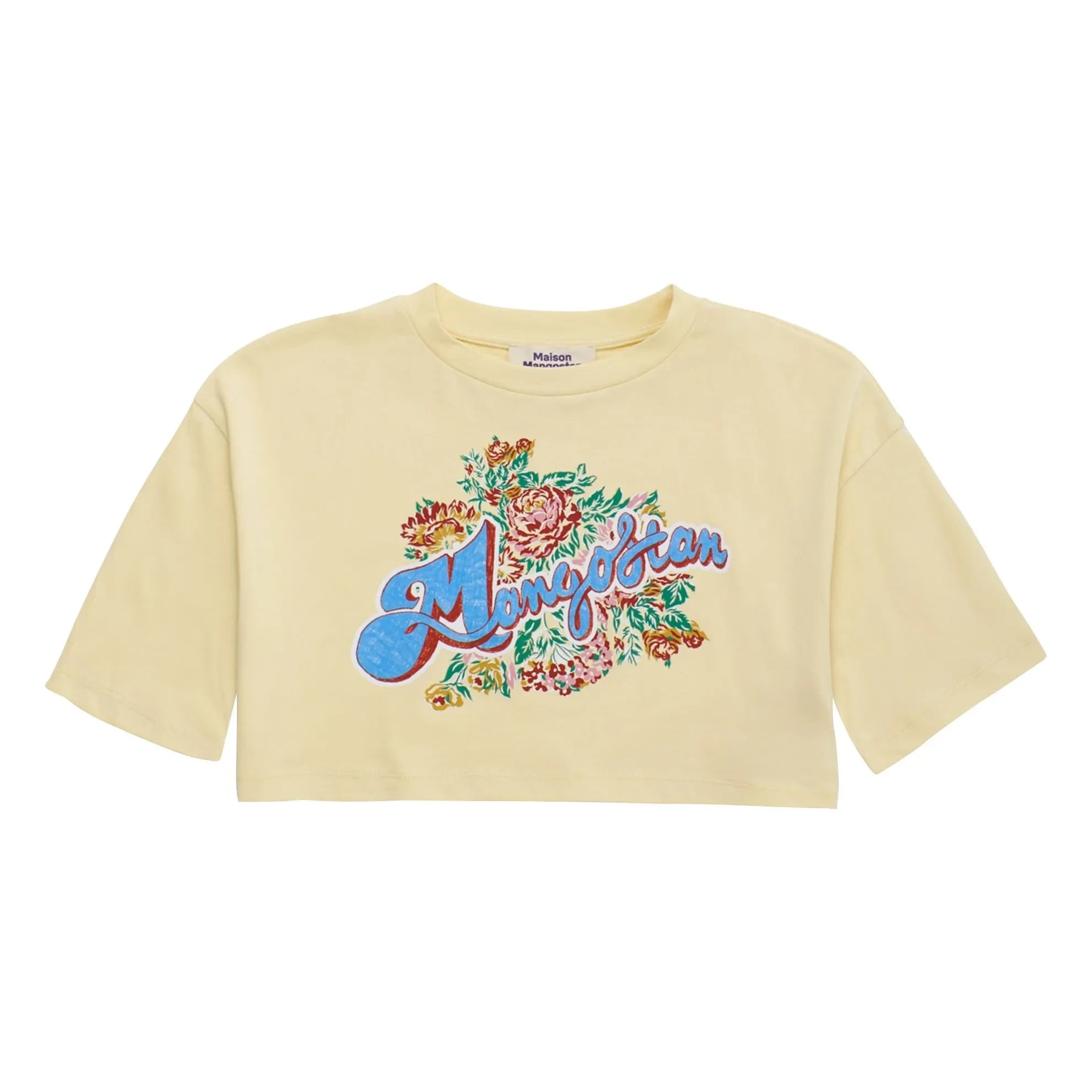 Maison Mangostan - Crop T-shirt Flowers | Pale yellow
