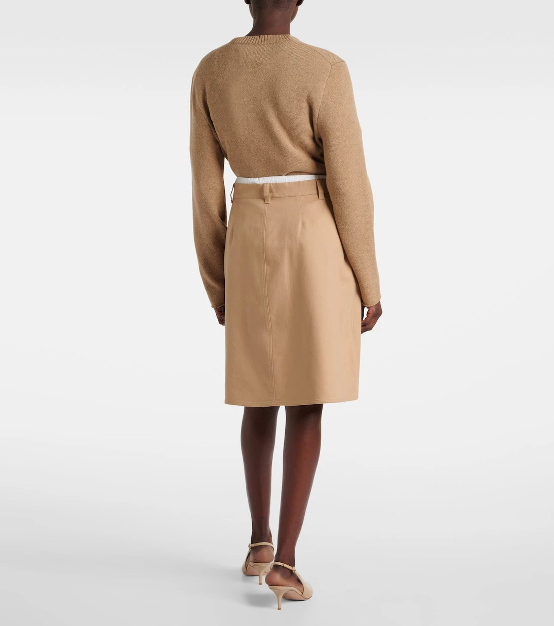 Vince - Layered cotton twill midi skirt