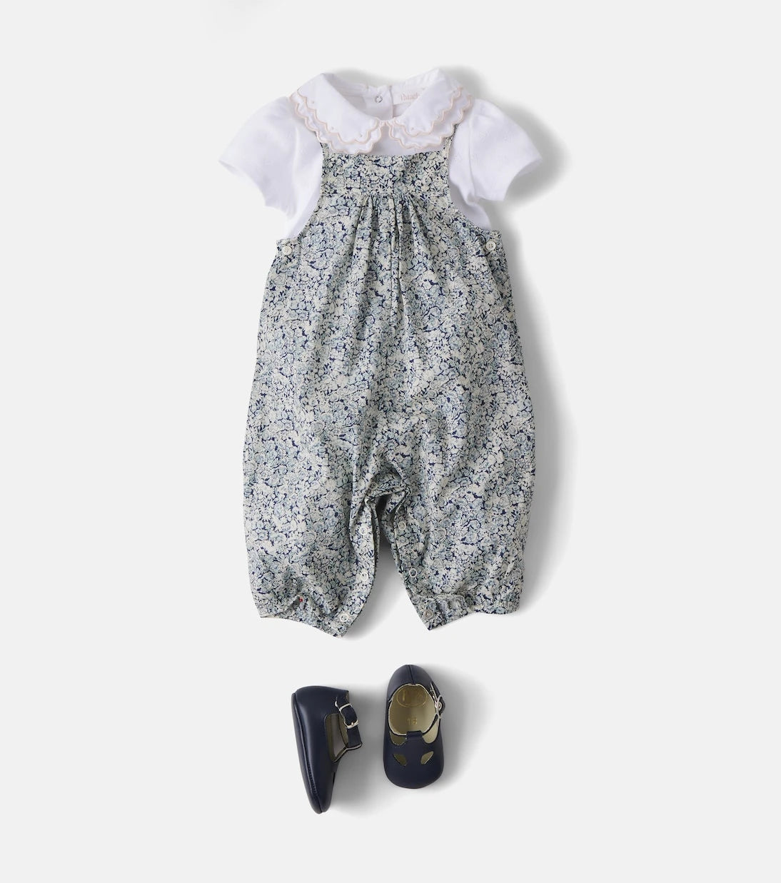 Bonpoint - Baby Lisou floral cotton dungaree