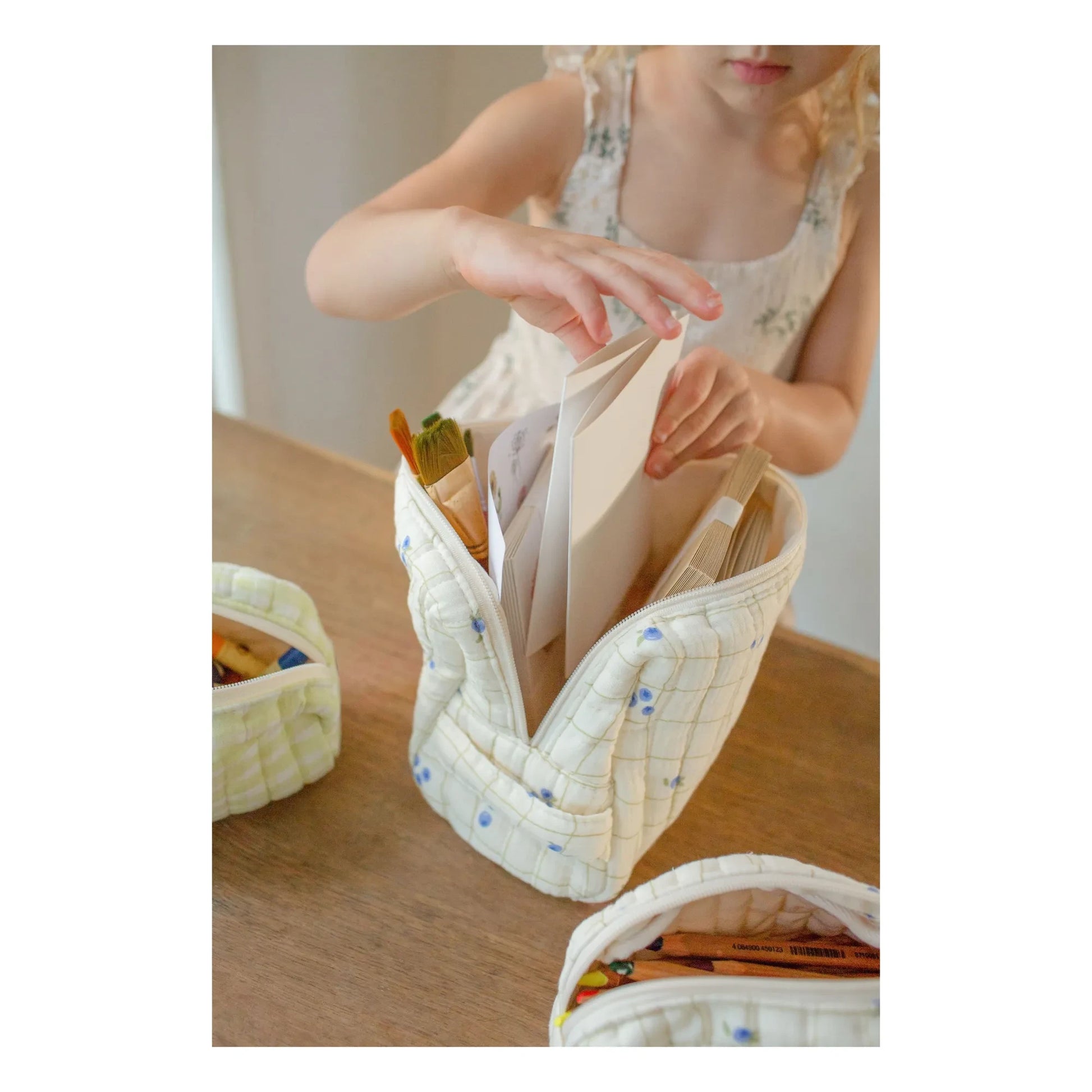 Soft Spot - Blueberries toiletry bag in organic cotton