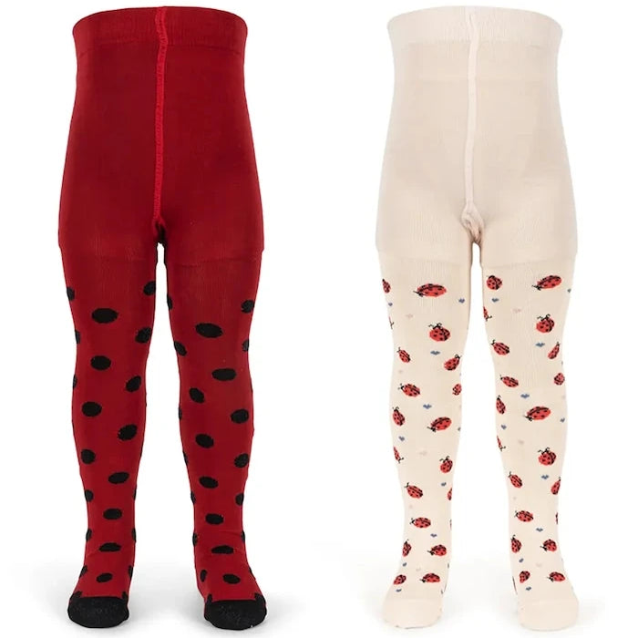 Konges Sløjd чорапогащник за деца 2 PACK LADYBUG JACQUARD TIGHTS