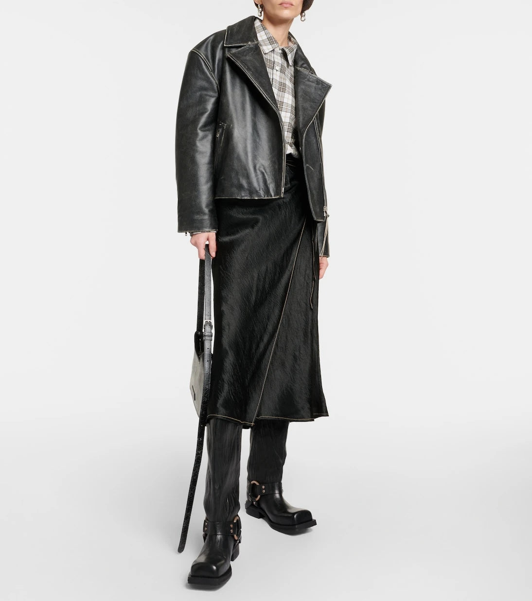 Acne Studios - Distressed leather biker jacket