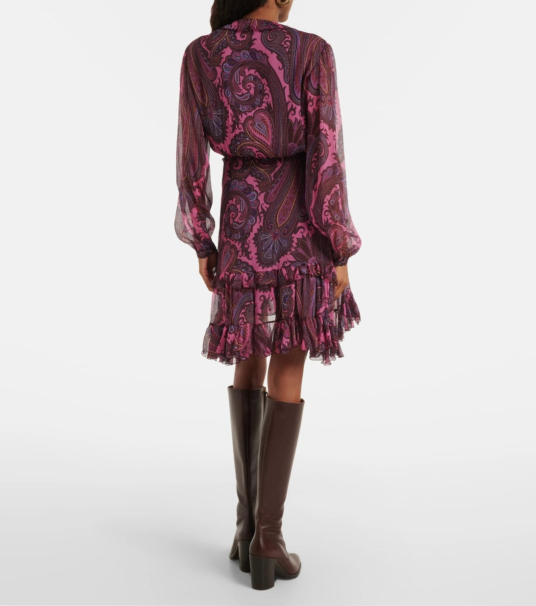 Etro - Paisley ruffled silk minidress