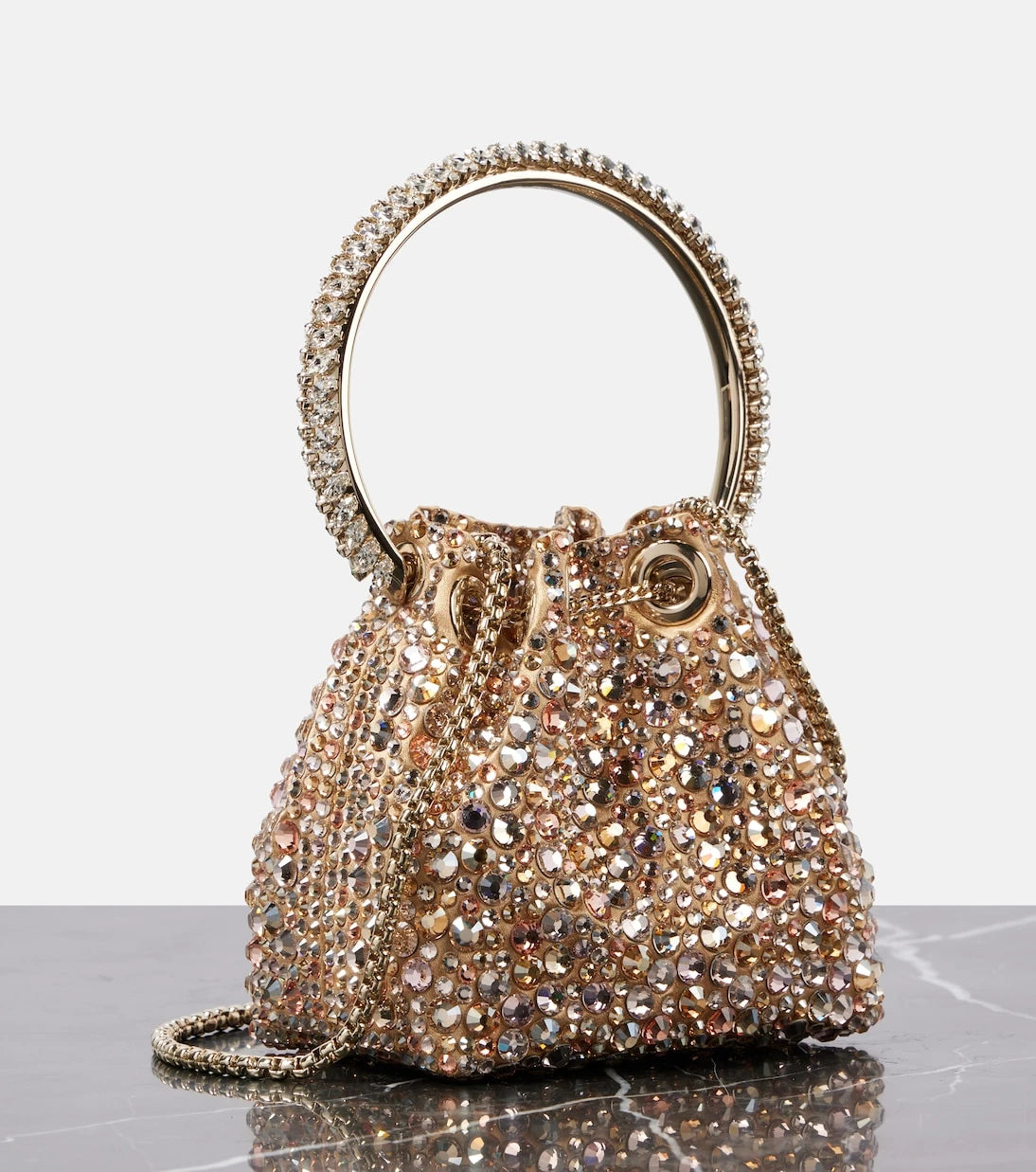 Jimmy Choo - Bon Bon Micro embellished satin bucket bag