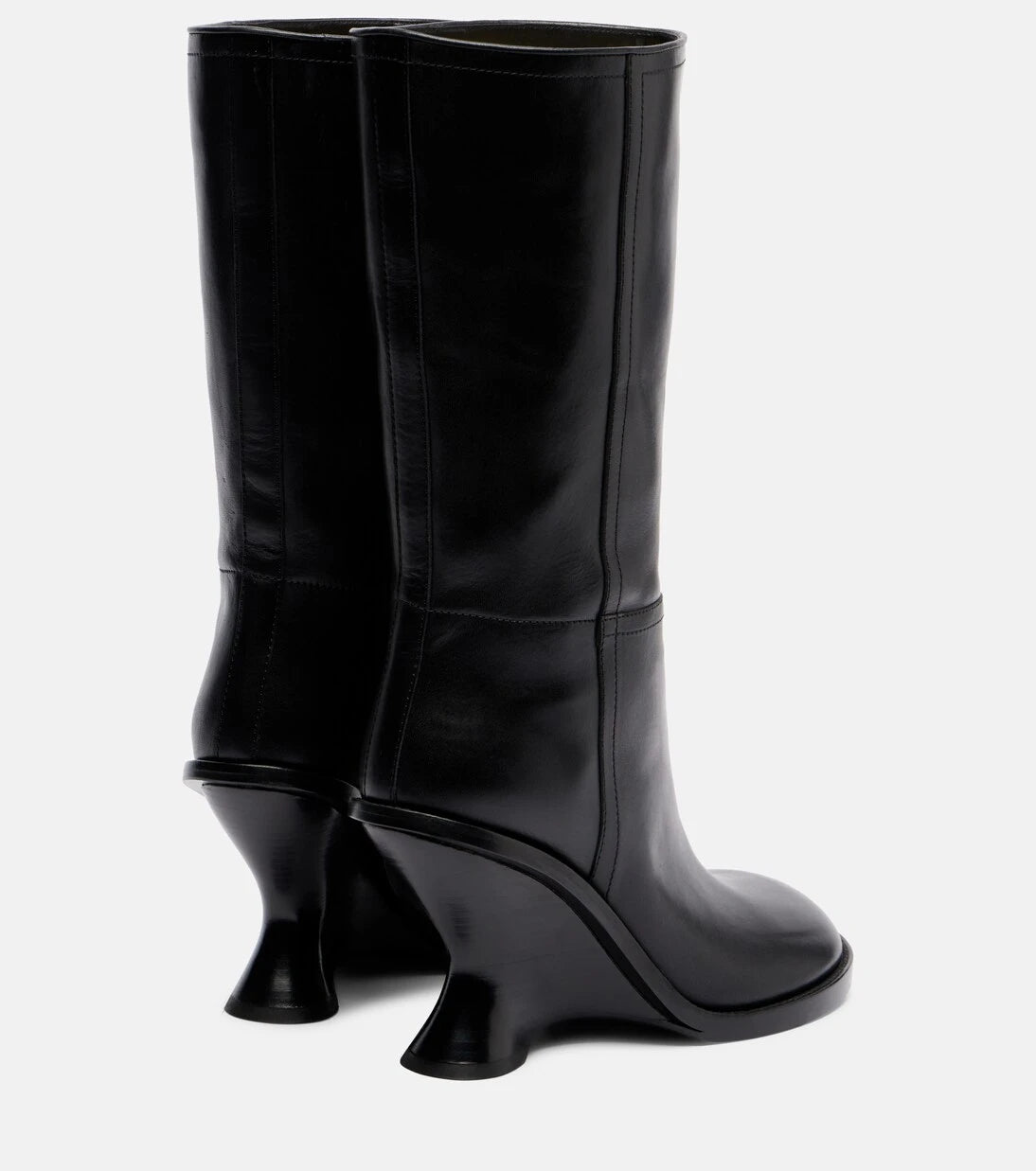 Dries Van Noten - 95 leather wedge knee-high boots