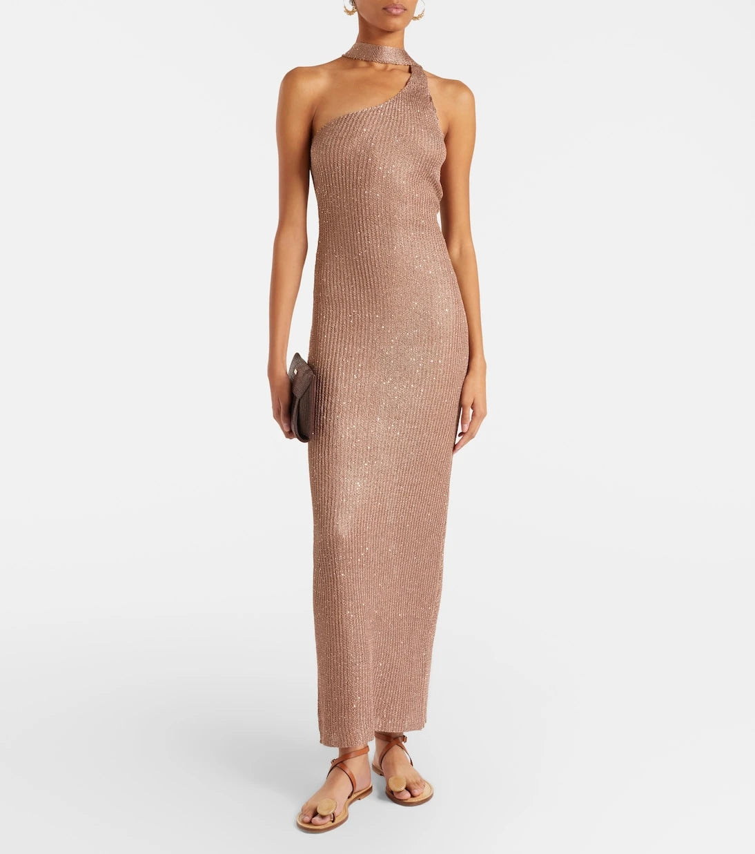 Bananhot - Aretha sequined one-shoulder maxi dress