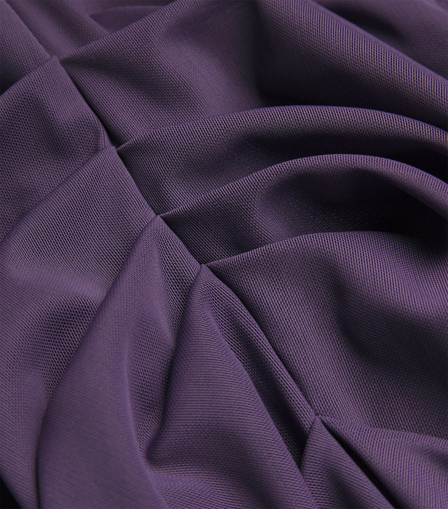 Purple Stretch-Mesh Maxi Dress