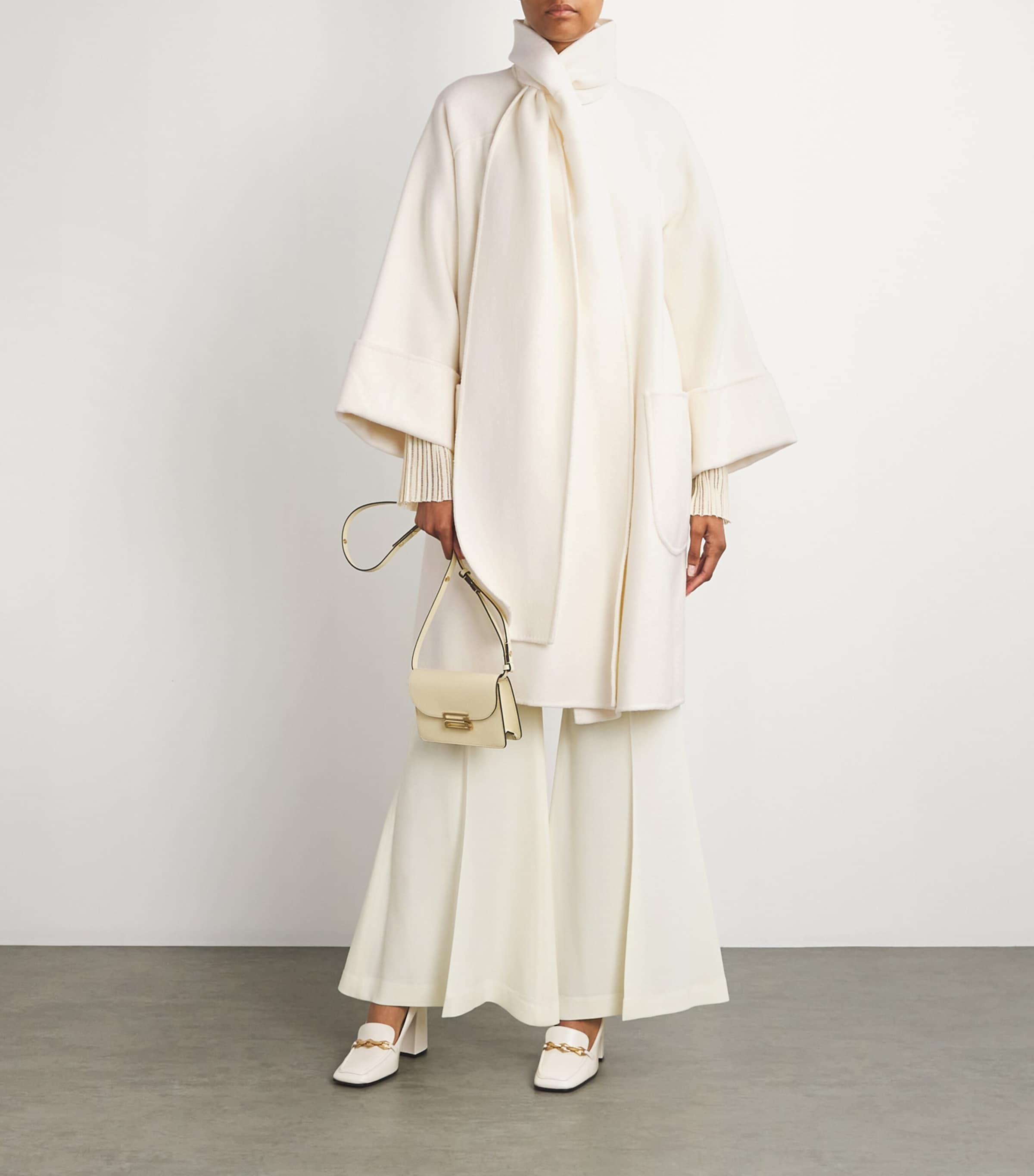 Wolk Morais Ivory Cashmere Cunardier High Neck Coat