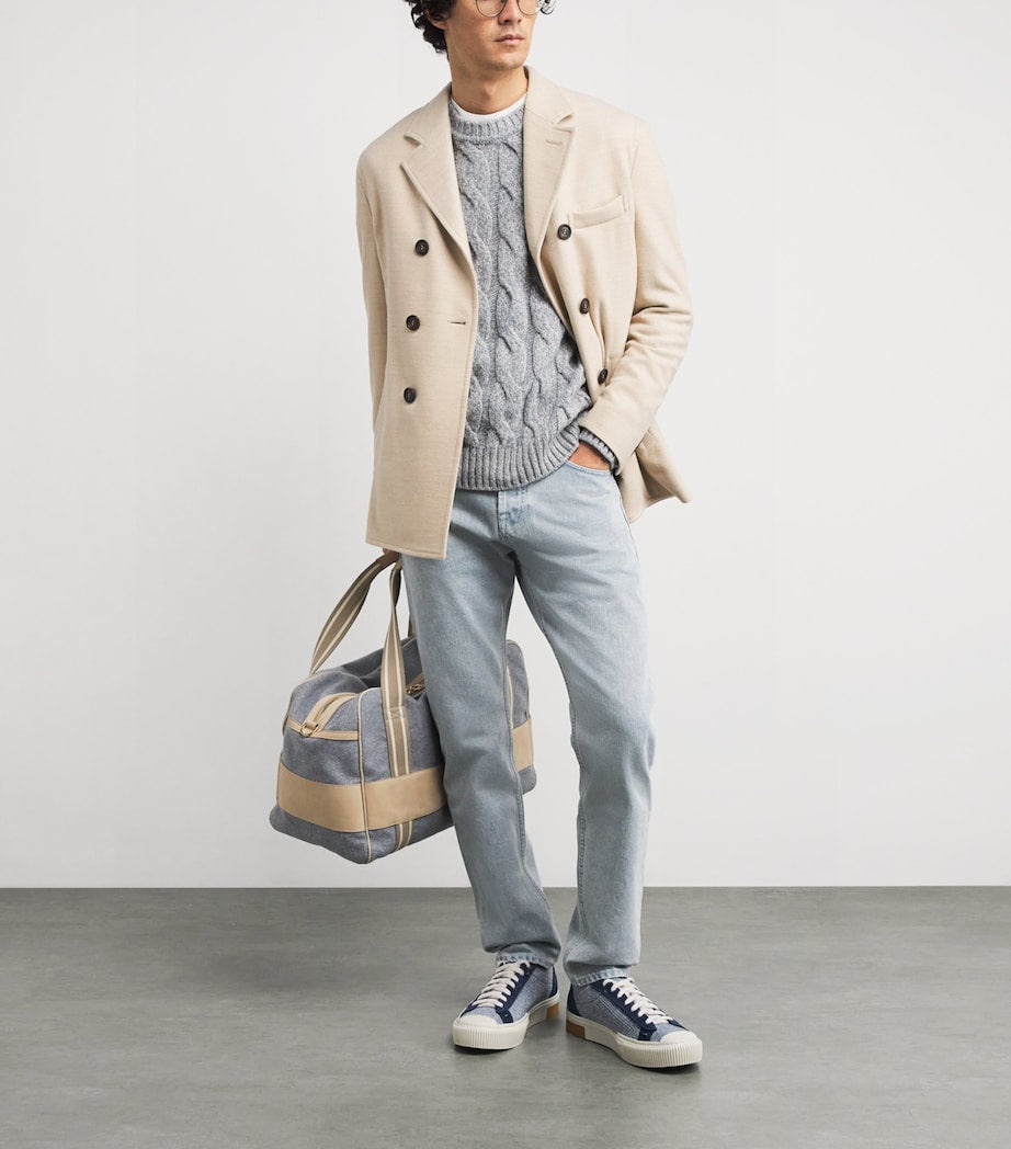 Eleventy Blue Wool Braided Sweater