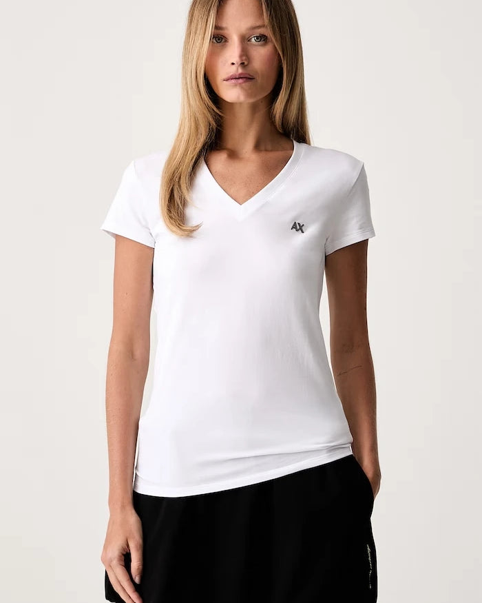 Armani Exchange basic kadın pamuklu elastan tişört