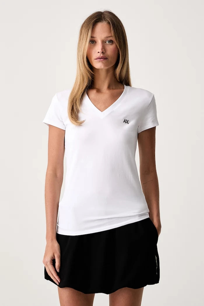 Armani Exchange basic kadın pamuklu elastan tişört