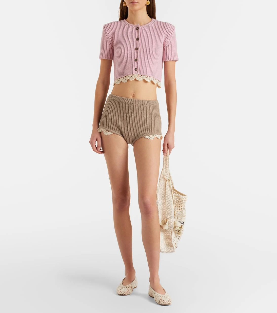 Magda Butrym - Crochet-trimmed cashmere shorts