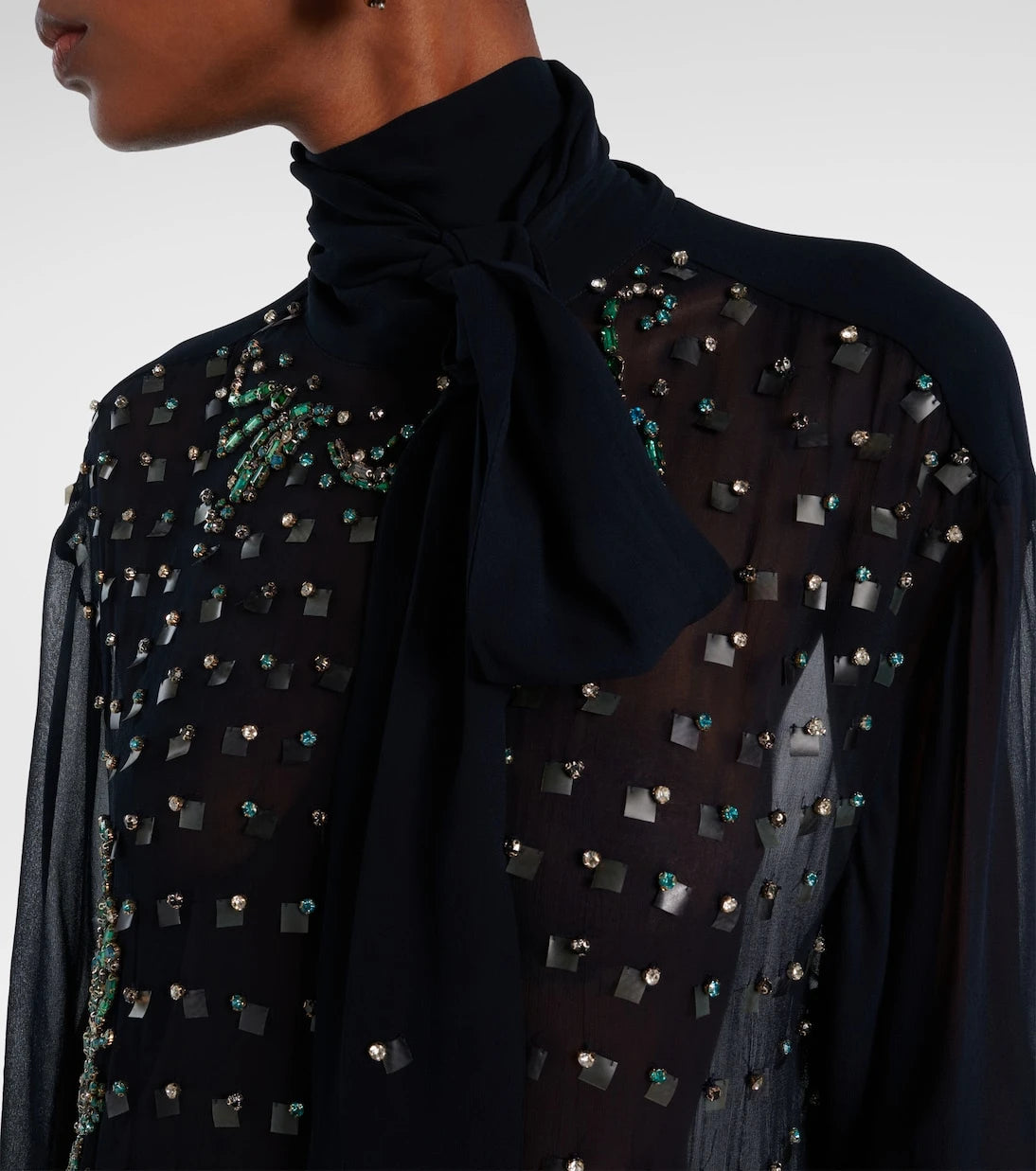 Dries Van Noten - Embellished sheer midi dress