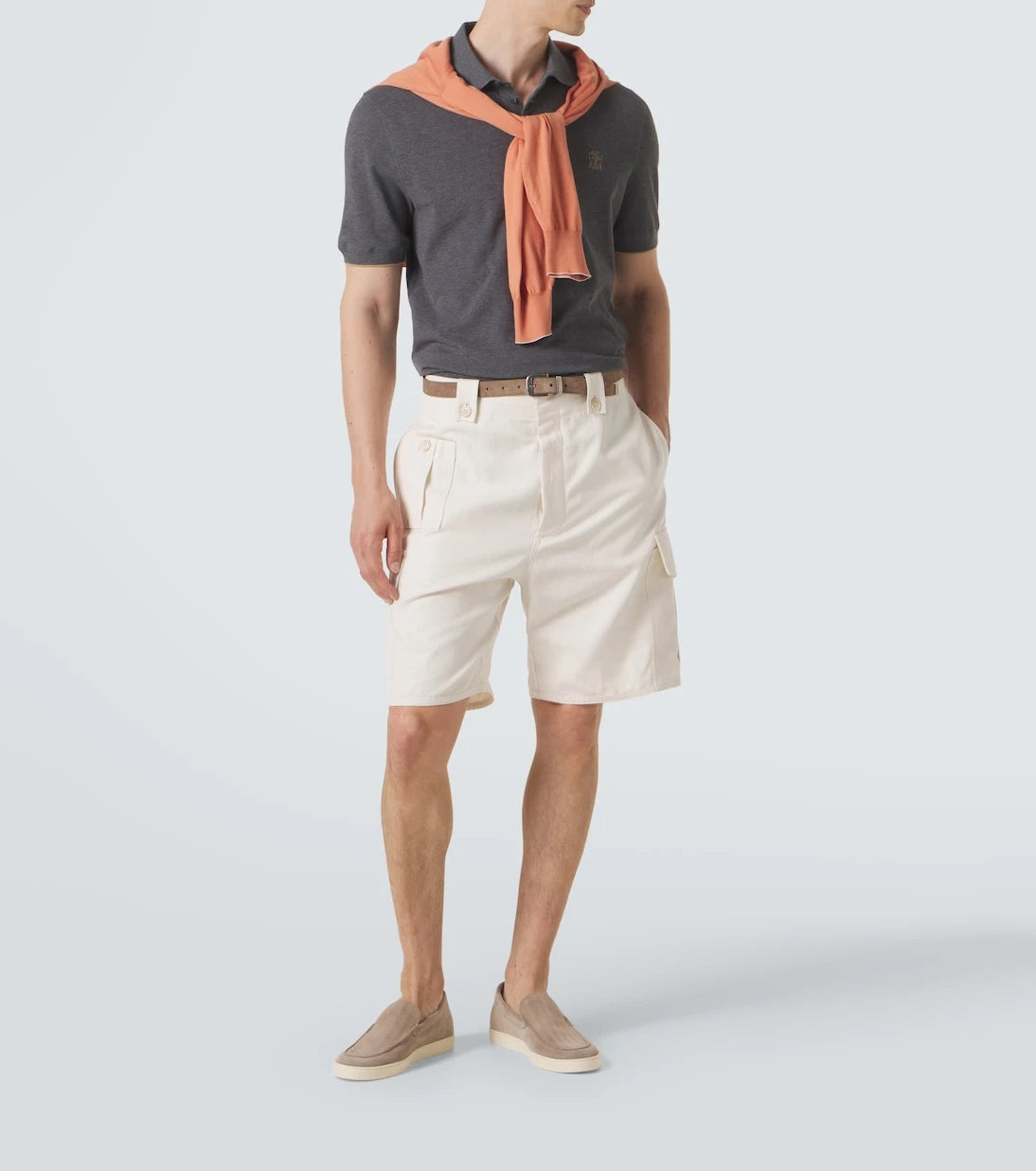 Brunello Cucinelli - Chevron suede slip-on shoes