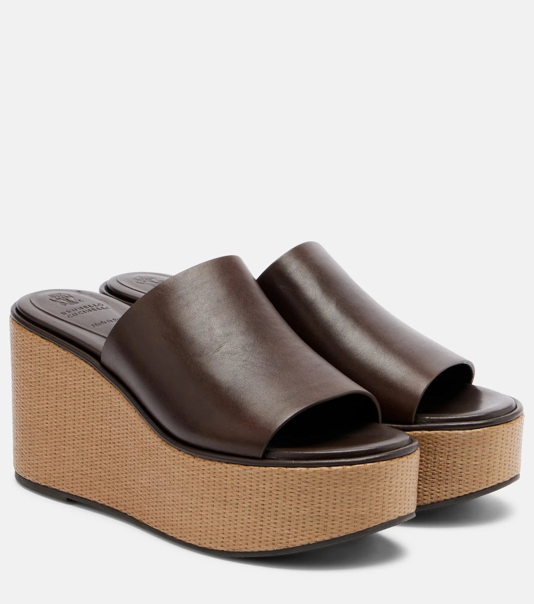 Brunello Cucinelli - Leather wedge sandals