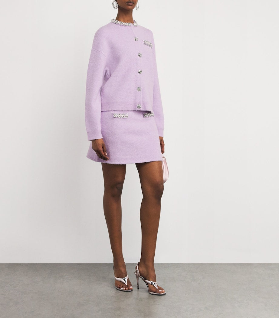 Self-Portrait Purple Crystal-Embellished Mini Skirt