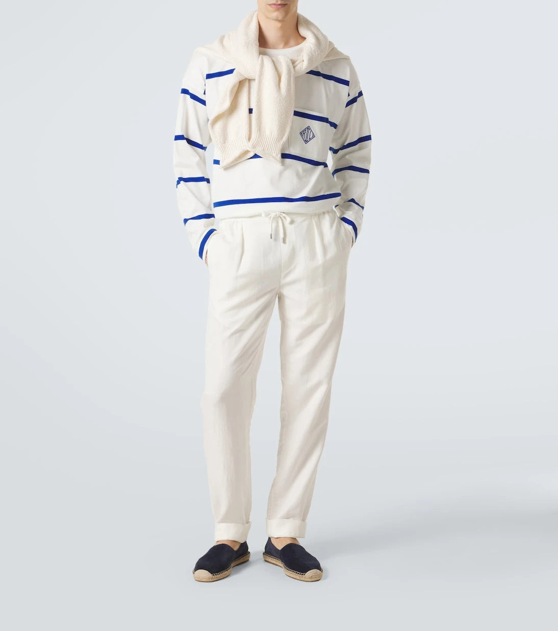 Ralph Lauren Purple Label - بنطال مستقيم من الحرير والكتان