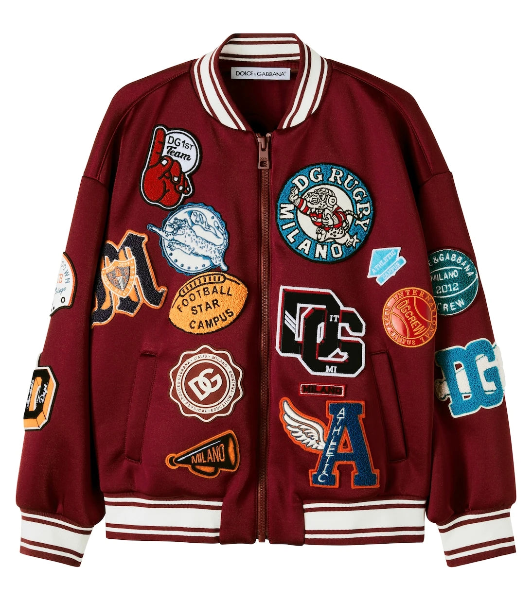 Dolce&Gabbana Kids - DG patch-appliqué varsity jacket