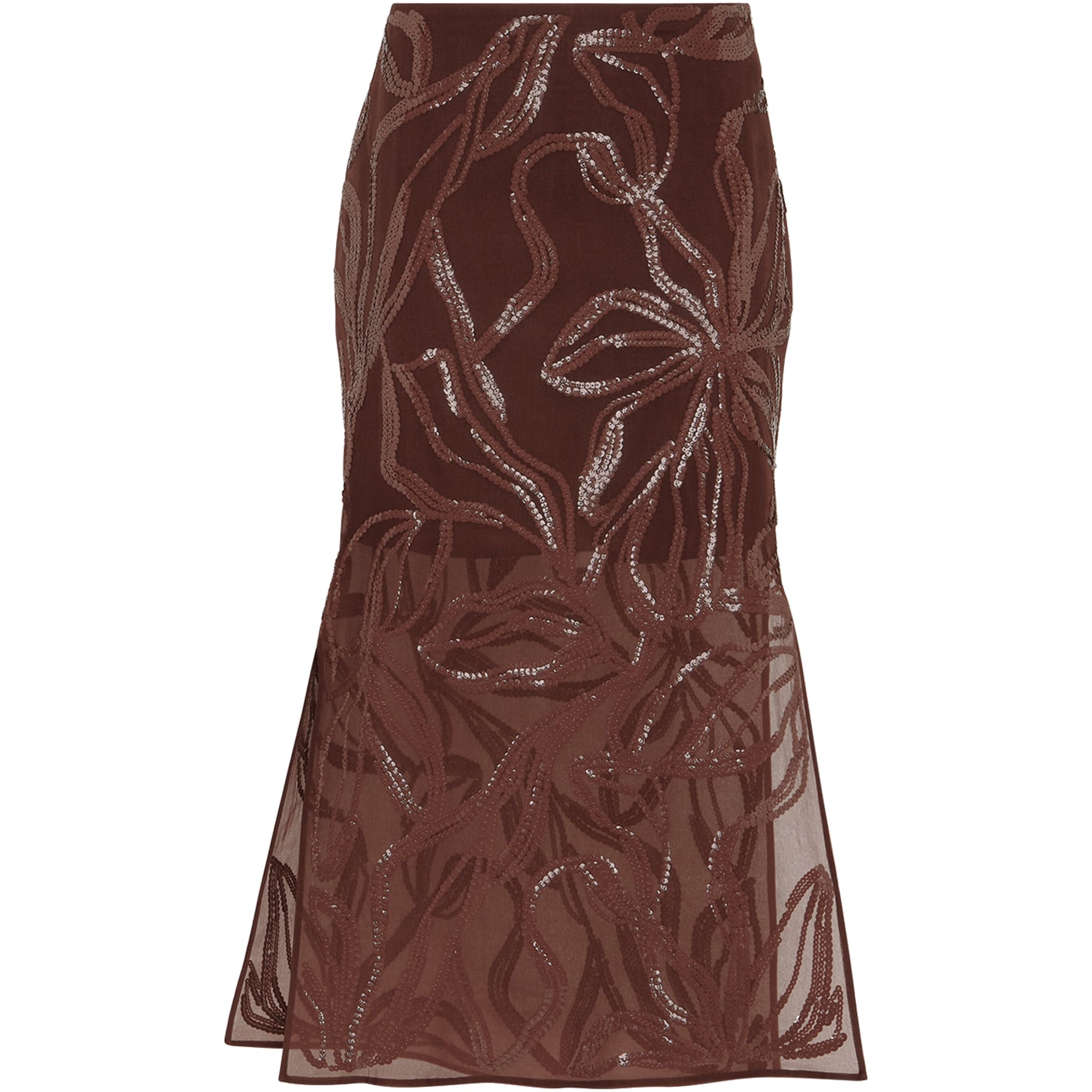 Silk Embellished Midi Skirt