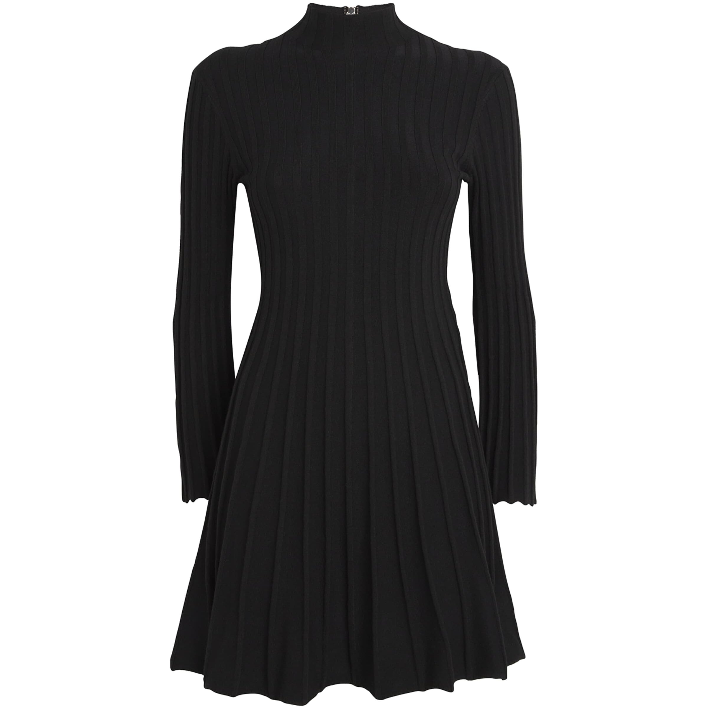 Maje Black High-Neck Knitted Mini Dress