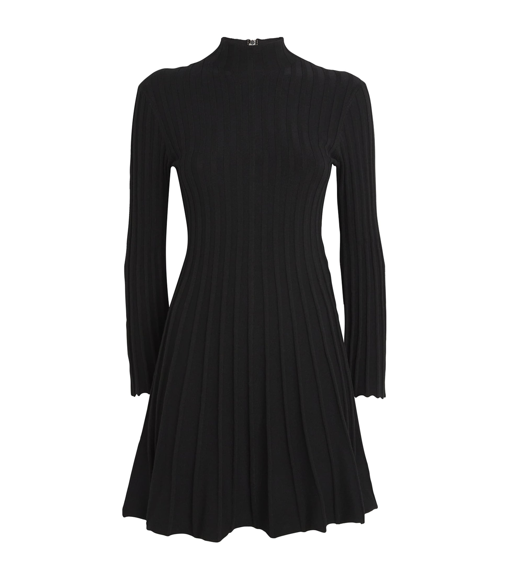 Maje Black High-Neck Knitted Mini Dress