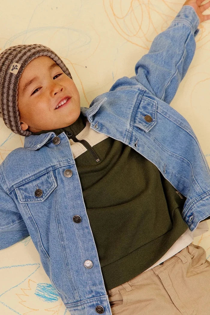 Denim çocuk geçiş ceketi