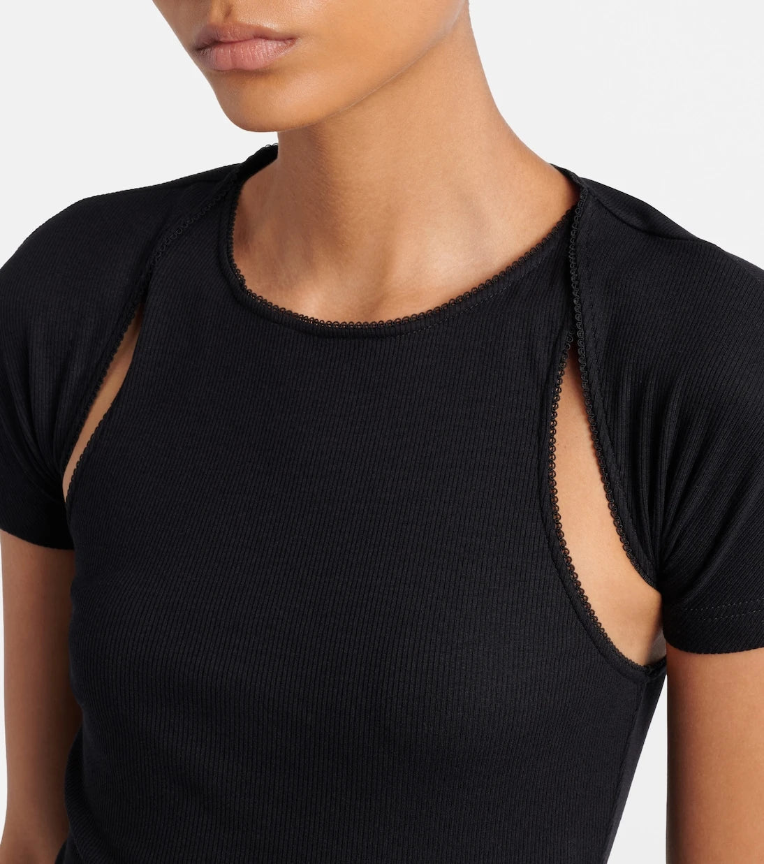 Alaïa - Layered ribbed-knit jersey top