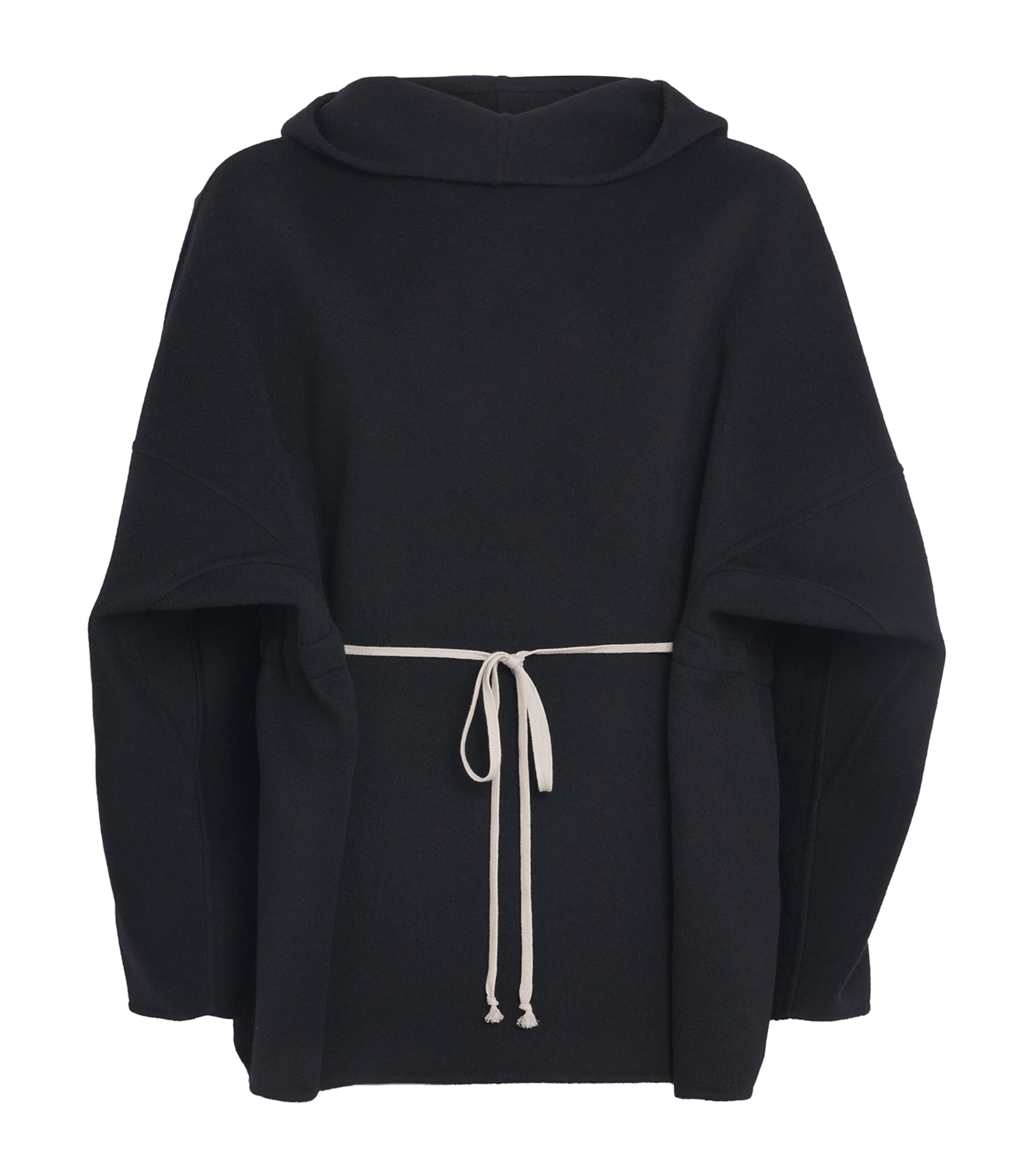 Rick Owens Black Cashmere Double-Faced Tunic Hoodie