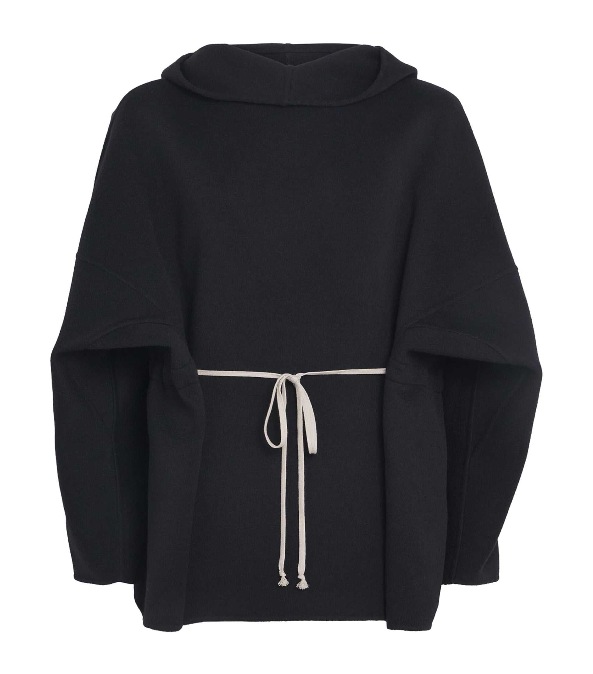 Rick Owens Black Cashmere Double-Faced Tunic Hoodie