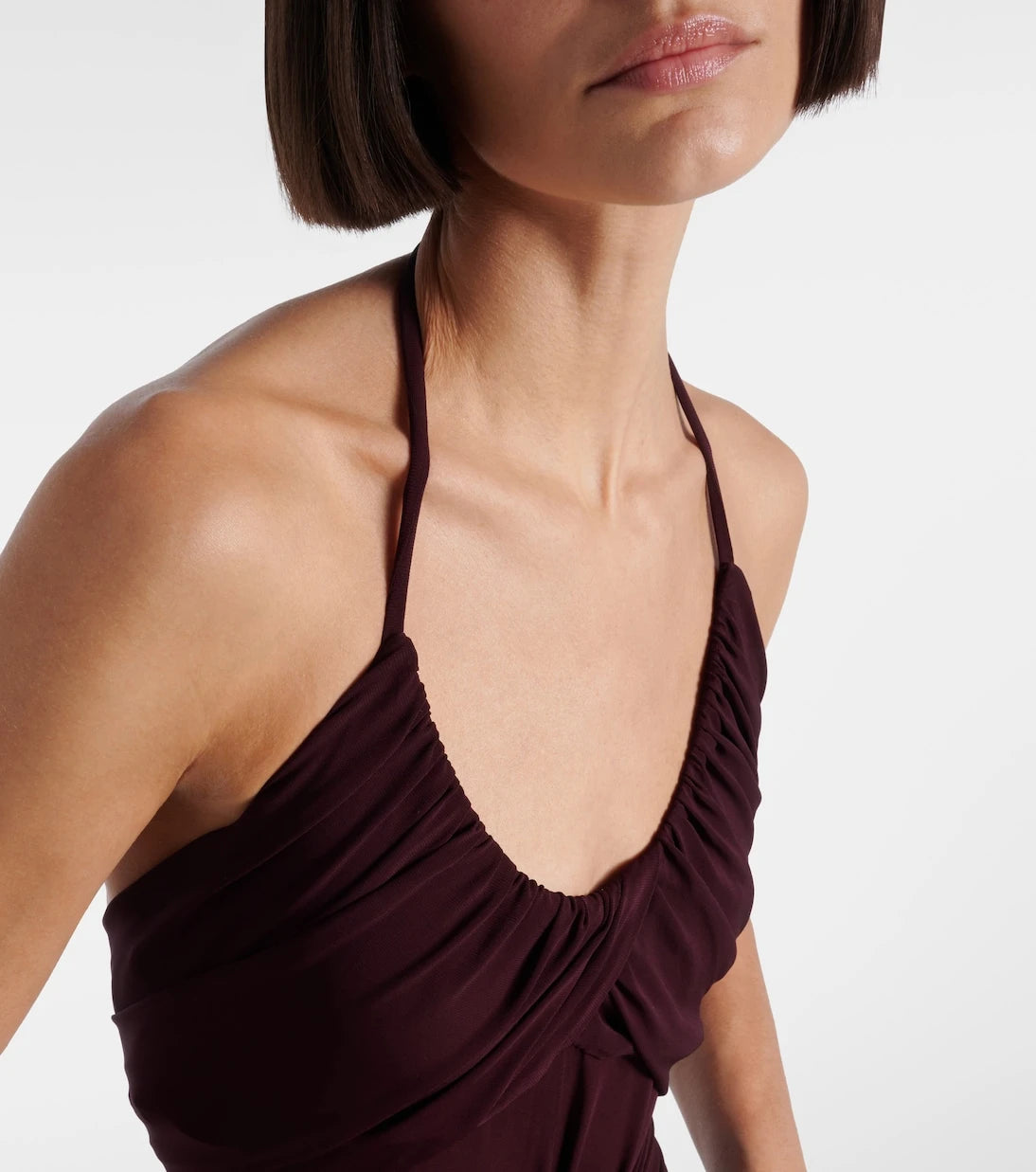 Alaïa - فستان ماكسي جيرسي بياقة رسن منسدلة