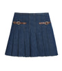 Stretch Denim Mini Skorts NAVY