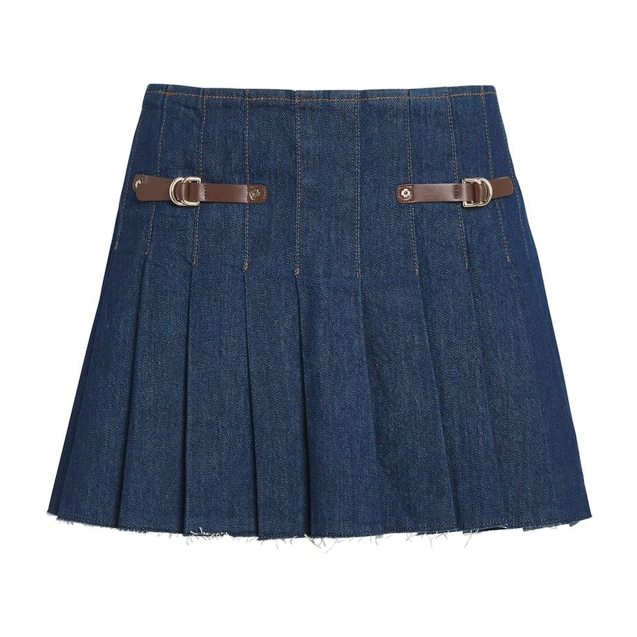 Stretch Denim Mini Skorts NAVY