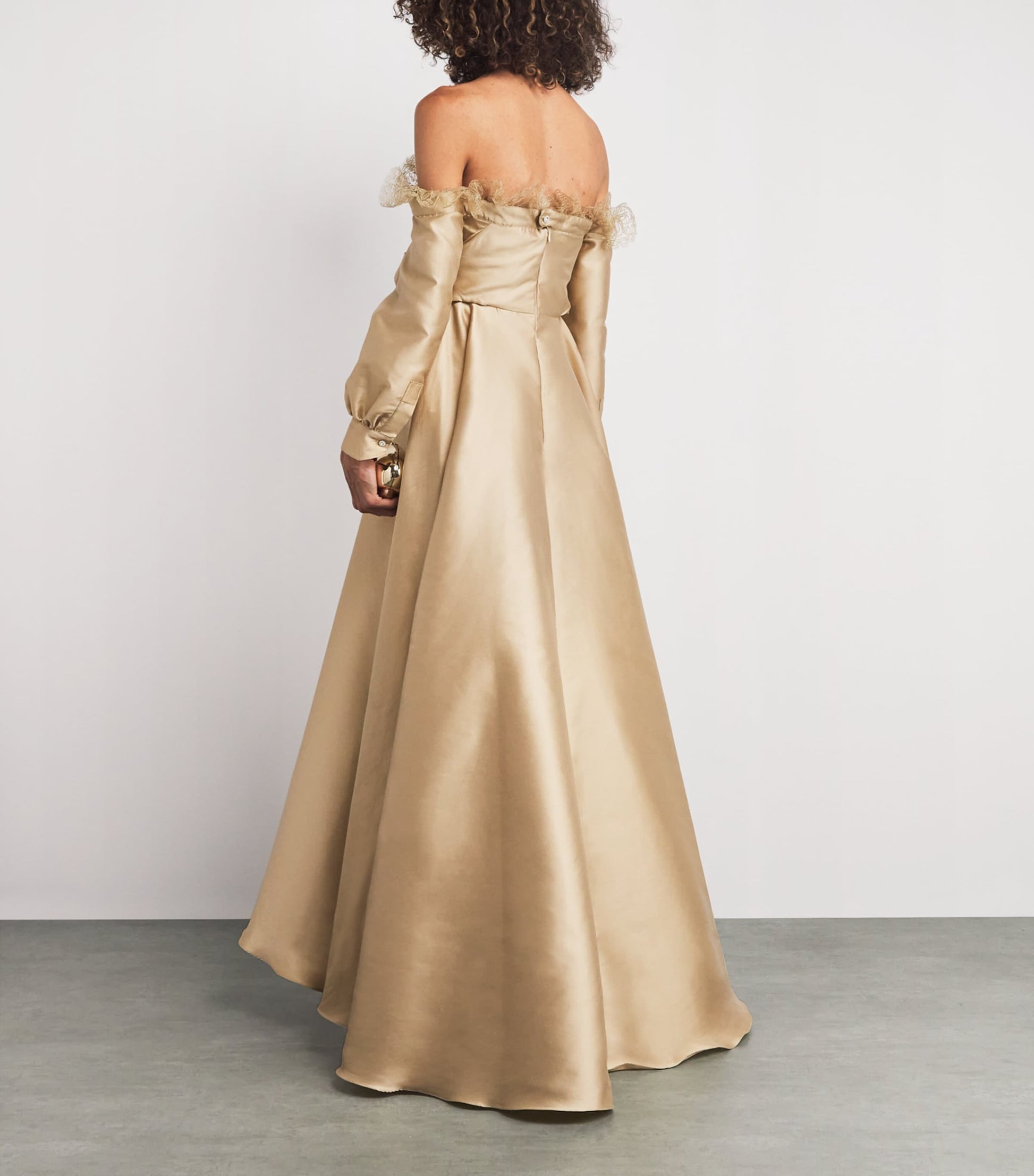 Alexis Mabille Gold Lace-Trim Kurkova Gown