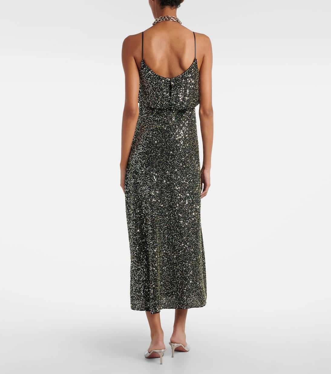 Rabanne - Embellished crêpe slip dress