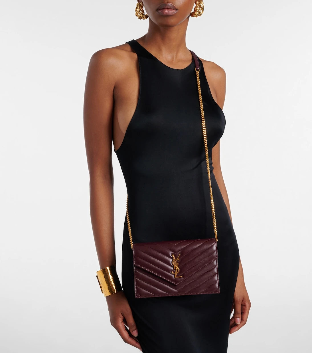 Saint Laurent - Cassandre Envelope leather wallet on chain