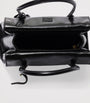 Black Leather Solitaire Top-Handle Bag