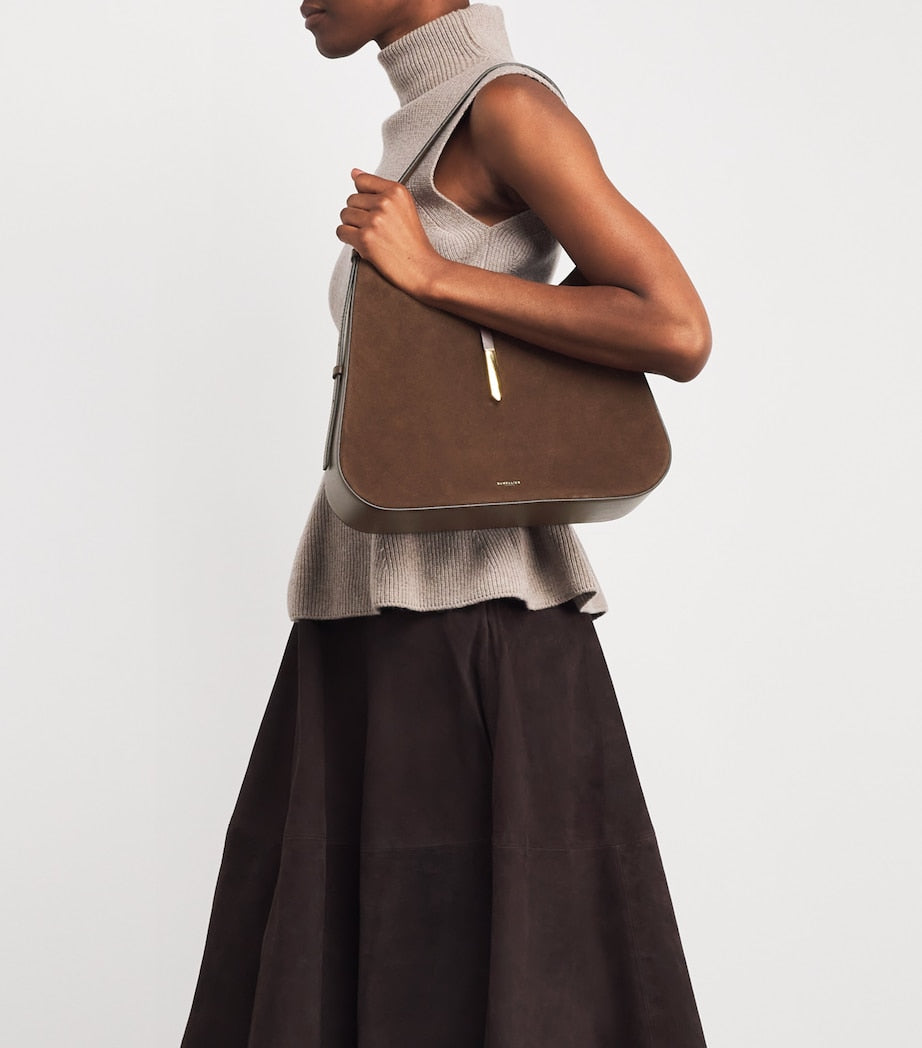 Demellier Brown Large Suede Tokyo Shoulder Bag